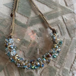 A Bib Necklace with a Cluster of Crystal Beads